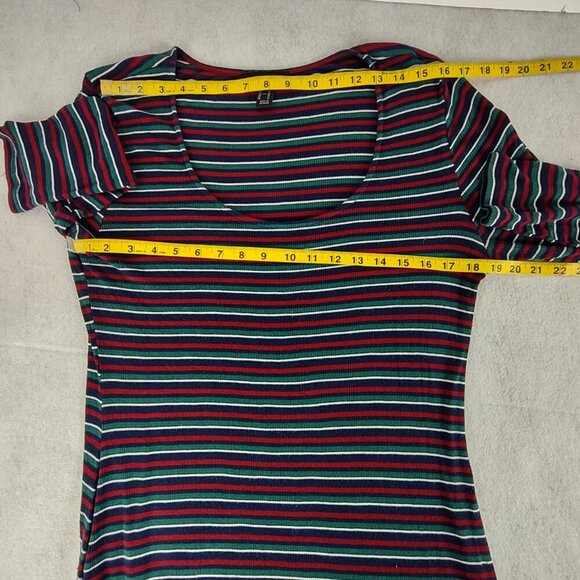 Forever 21 Plus Striped Ribbed Knit Scoop Neck Midi Dress Multicolor 1X - Picture 8 of 12